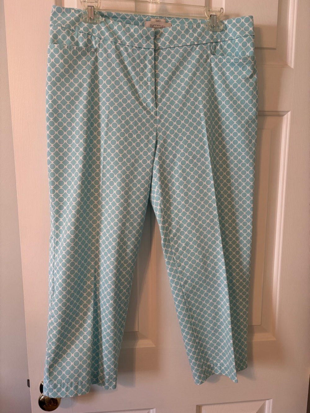 Talbots Blue and White Geometric Curvy Pants